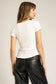 Julie Scoop Neck white sweater rib tee