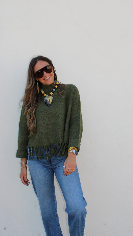 Aja Fringe Olive Jade