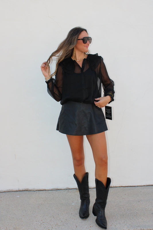 Black Top With Pleated Details