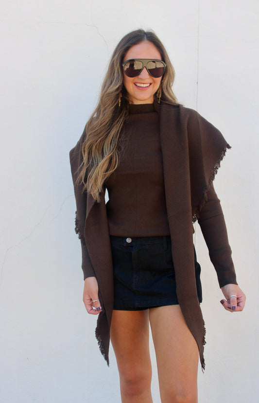 Murphy Scarf Sweater Brown