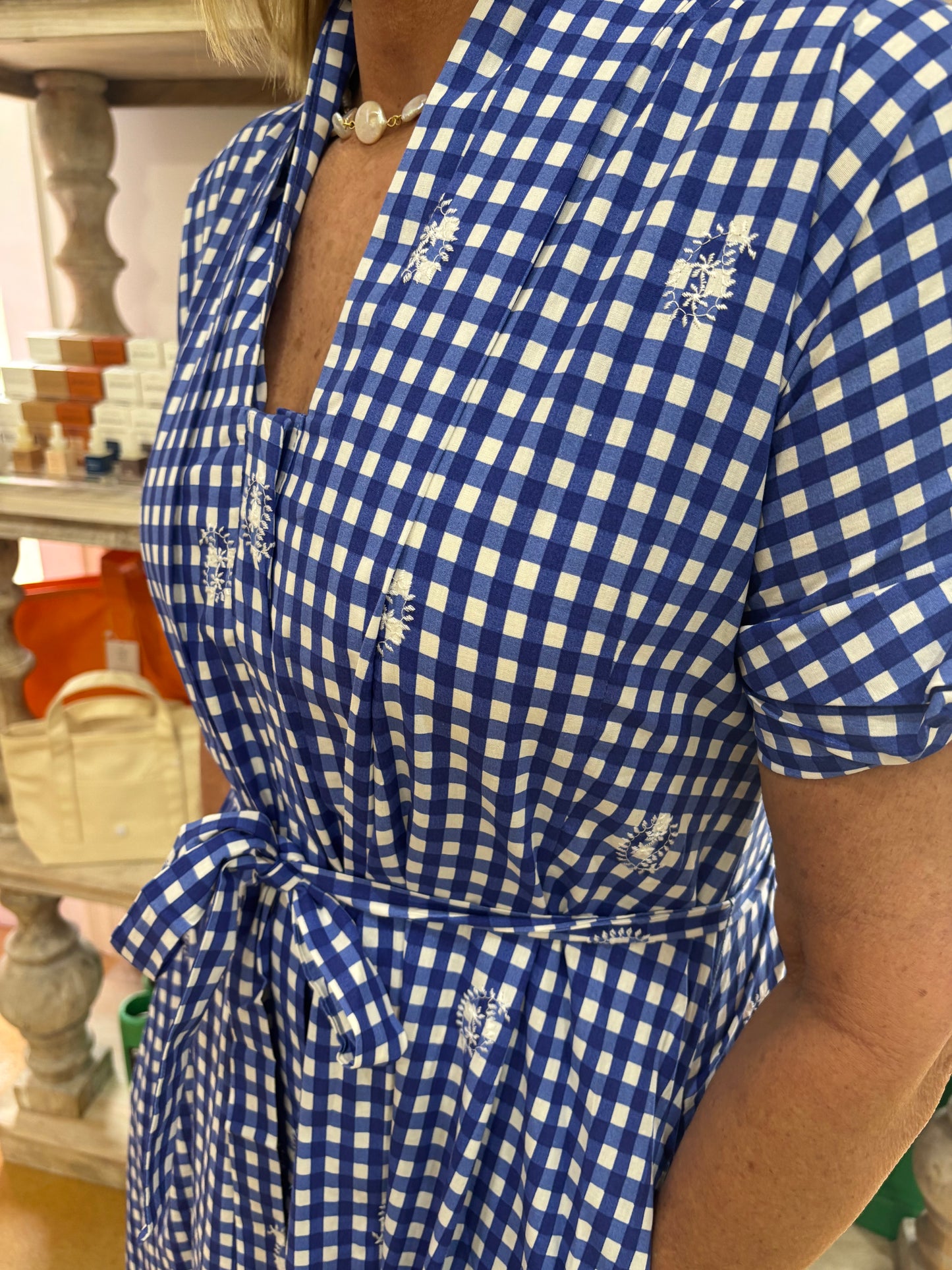 Azure Lace Shirt Midi Dress