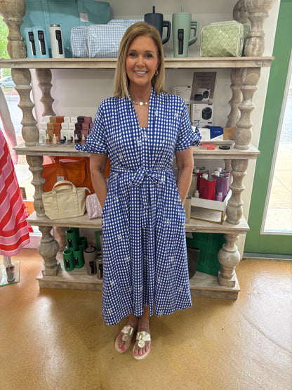 Azure Lace Shirt Midi Dress