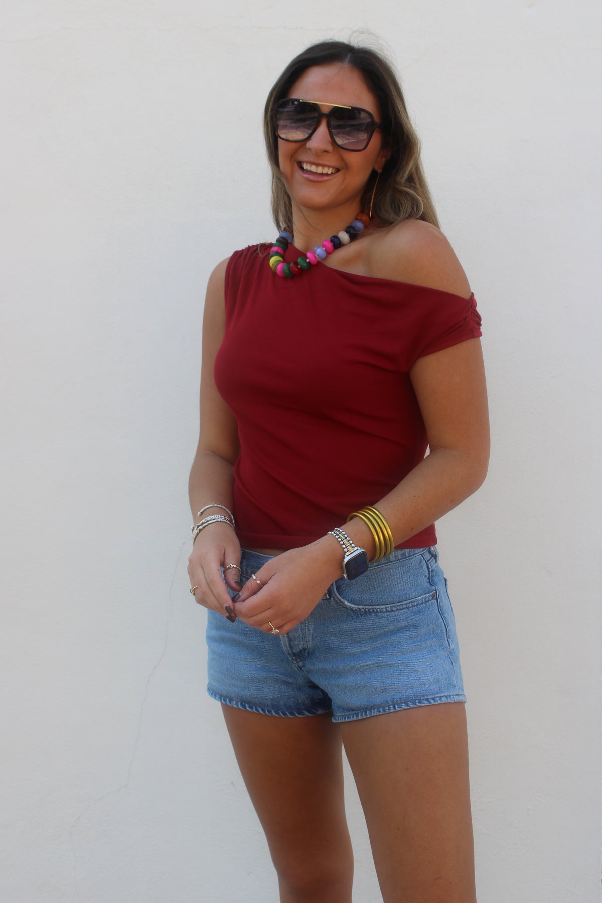 Timeless Asymmetrical Top Red Dahlia