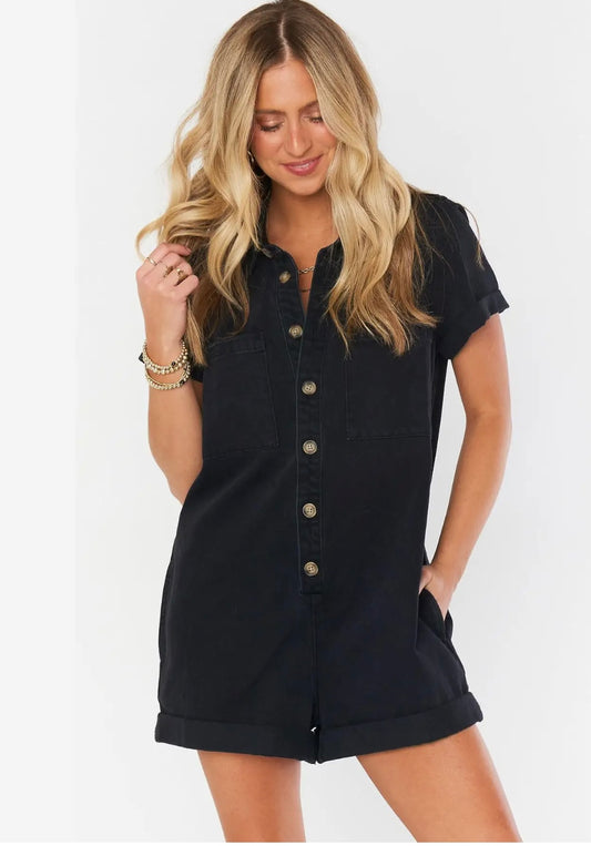 Mumu Range Romper Washed Black