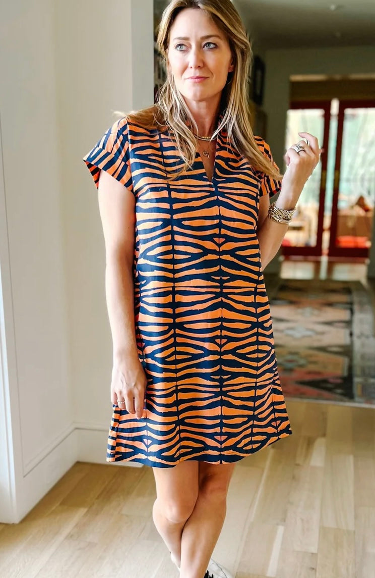 Brooke Wright Navy/Orange Nancy Dress