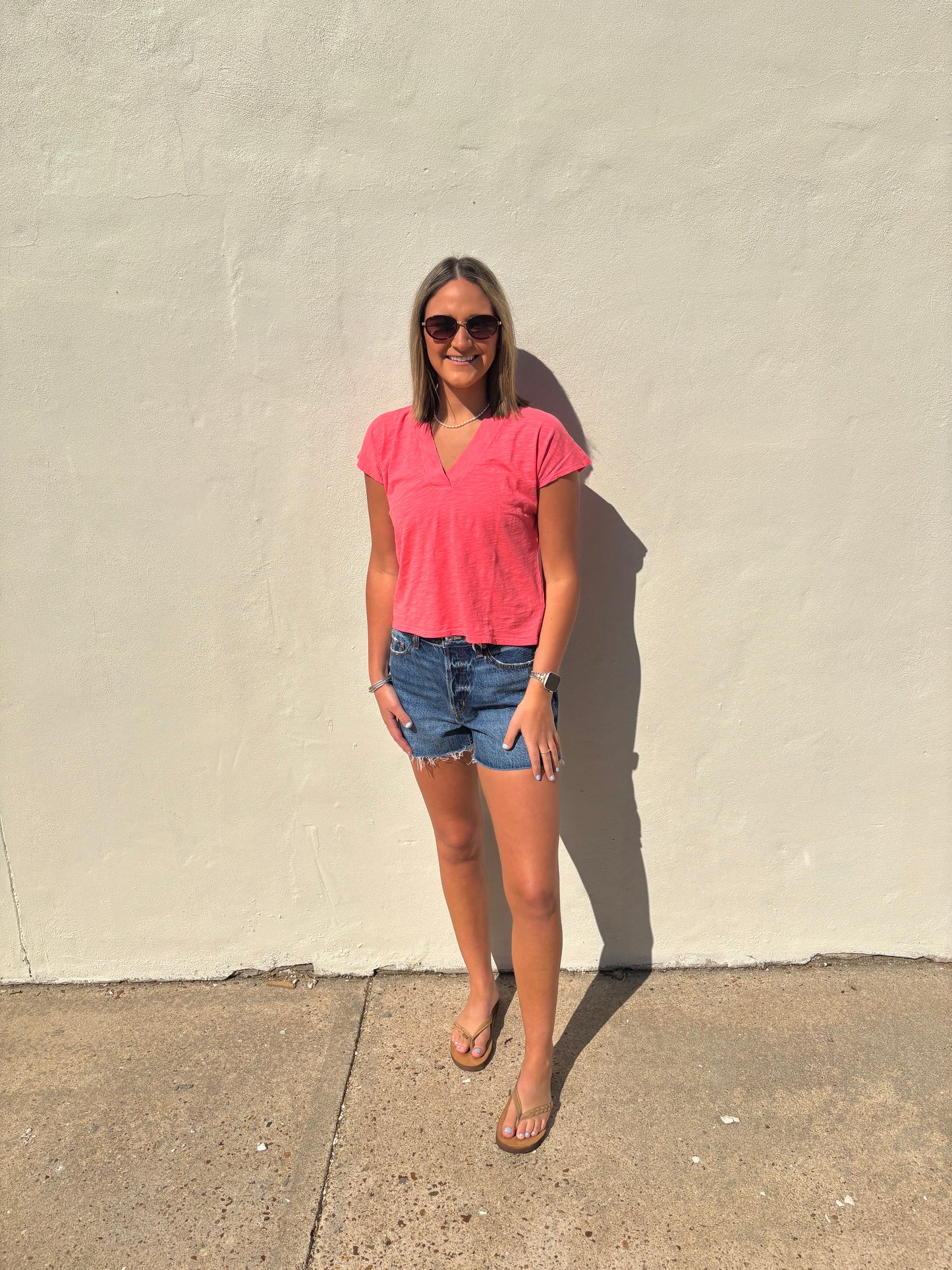 Dolman V-Neck Tee Hot Coral