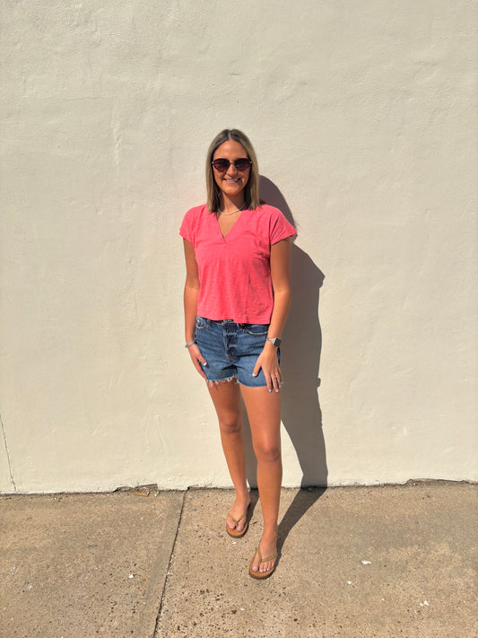 Dolman V-Neck Tee Hot Coral