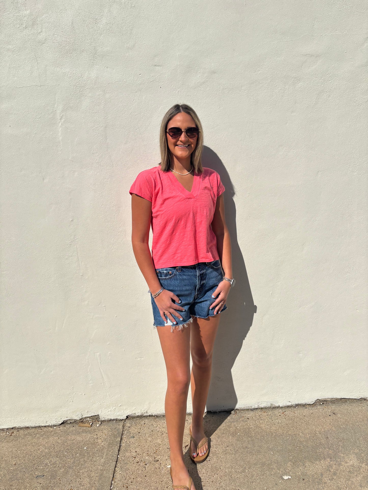 Dolman V-Neck Tee Hot Coral