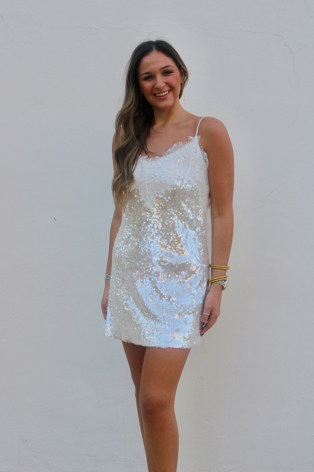 Sequin Lace Mini Dress