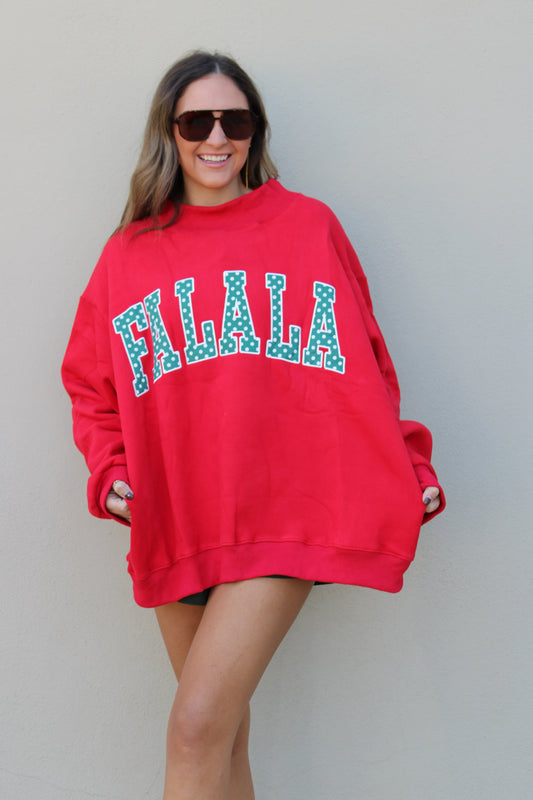 FA LA LA Mock Neck Red/Green Polka Dot