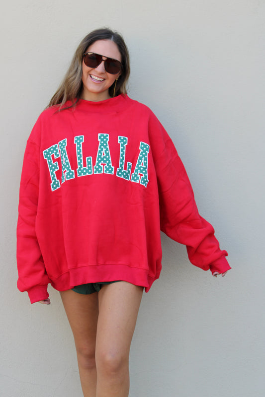 FA LA LA Mock Neck Red/Green Polka Dot