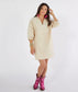 Caryn Lawn Betsy Collar Corduroy Dress Camel with Pink