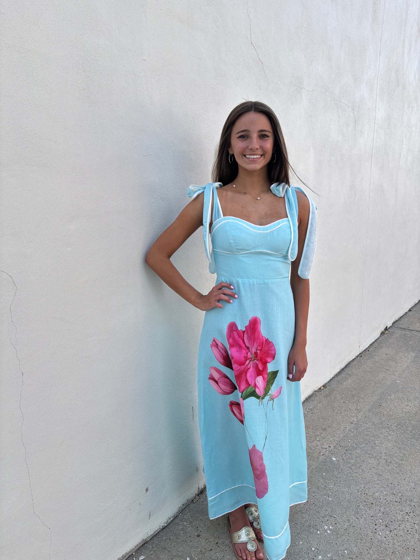 Turquoise Flower Maxi Dress