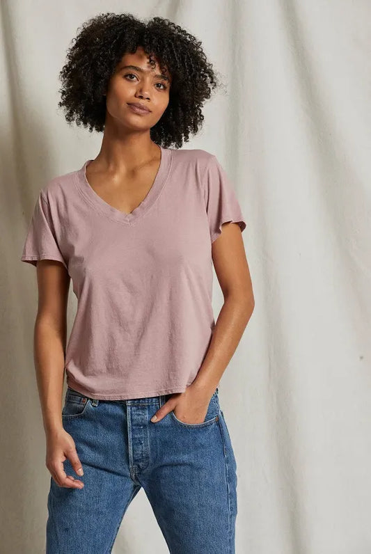 Hendrix Boxy V Neck Tee Mauve