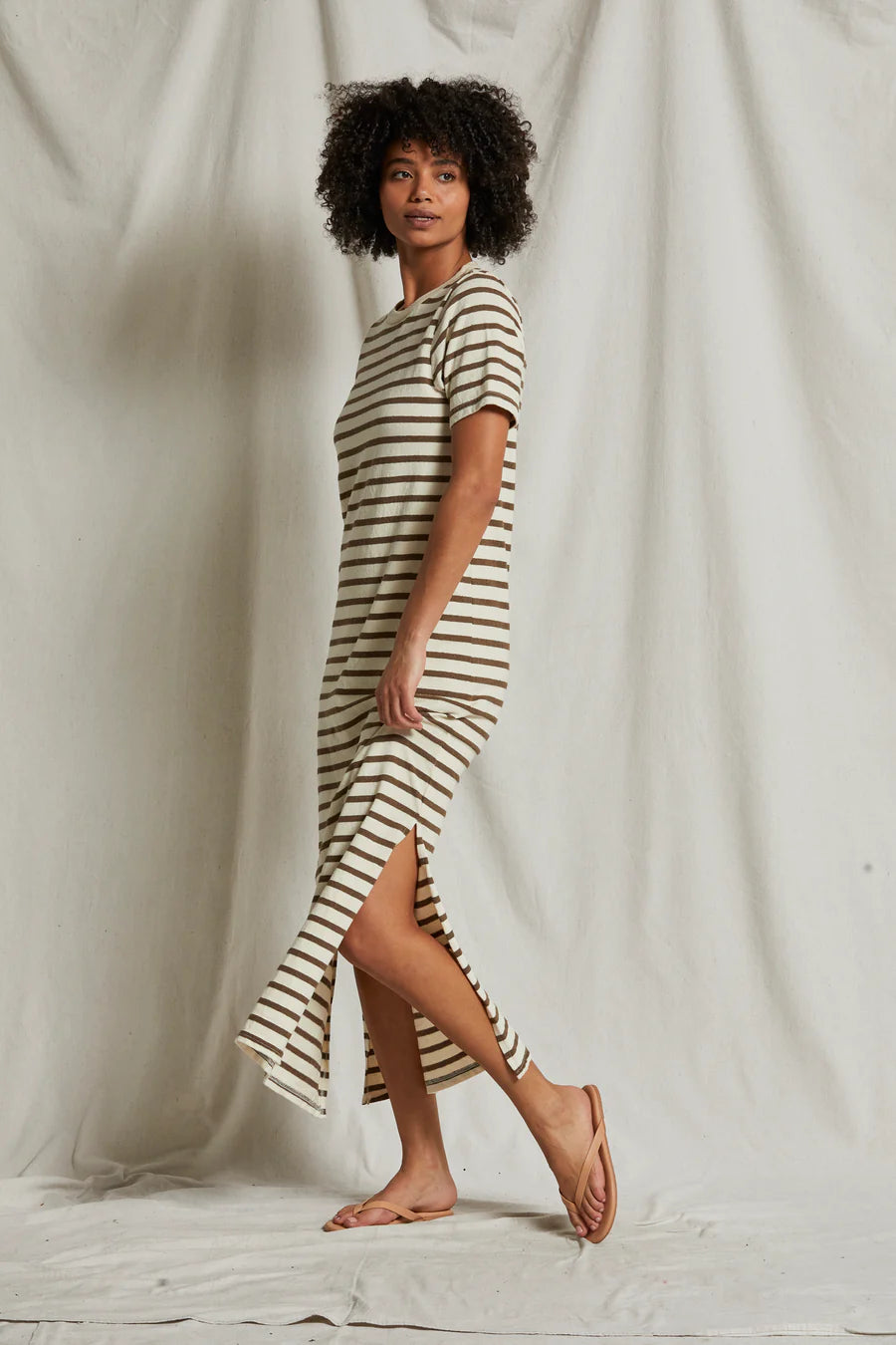 Lover Cotton Striped Maxi Dress Walnut Stripe