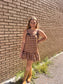 Tweed Mini Dress Cognac Check