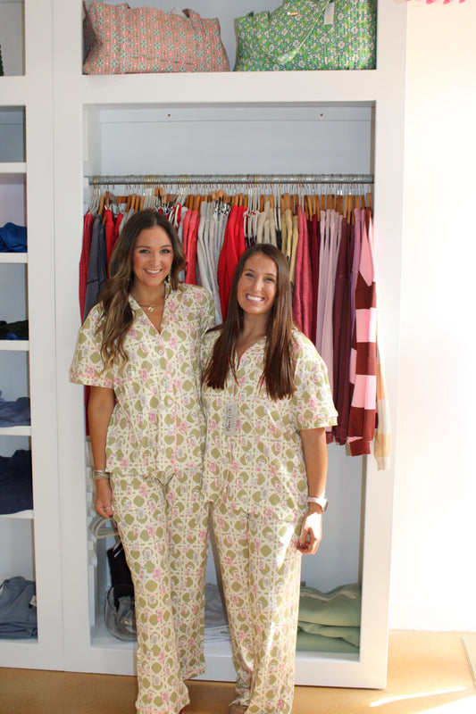 Mahjong Ribbed Bamboo Shirt + Pants Pajama Set