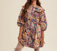 Floral Poplin button front Babydoll Dress