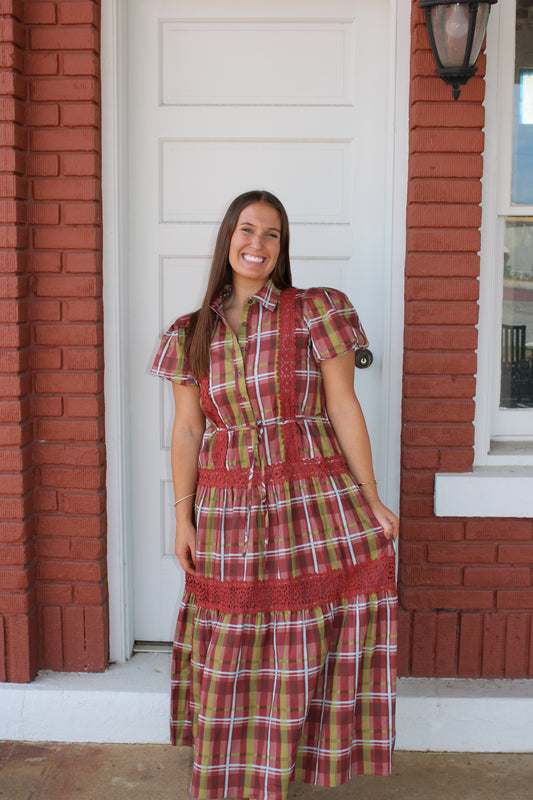 Brown Plaid Maxi
