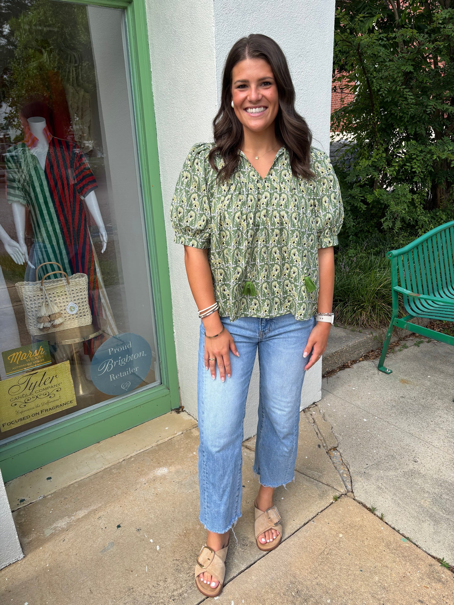 Olive Floral Top