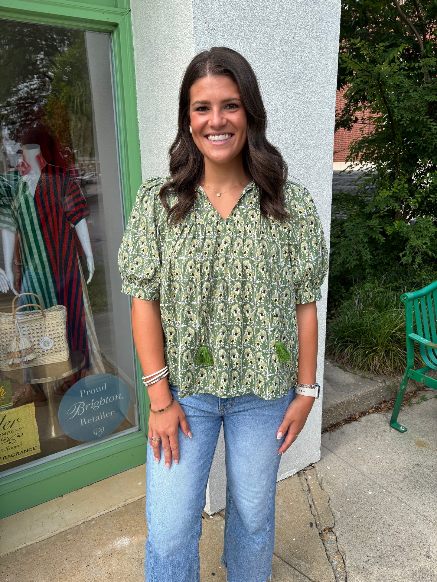 Olive Floral Top