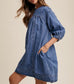 Denim Pleated Detail Babydoll Dress