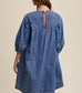 Denim Pleated Detail Babydoll Dress