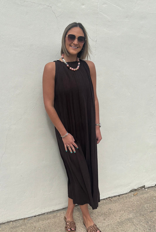 Selene Halter Dress Dark Brown