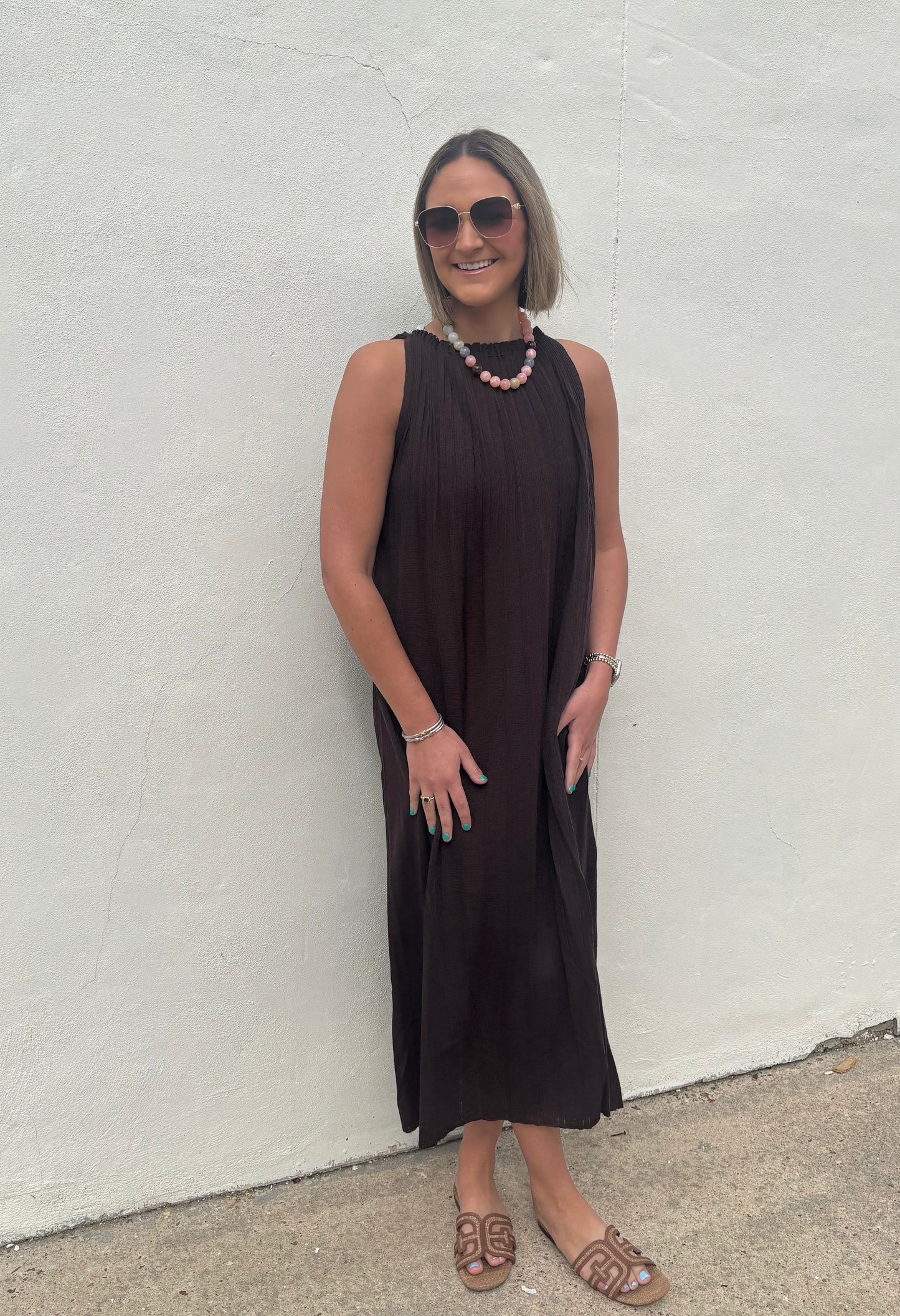 Selene Halter Dress Dark Brown