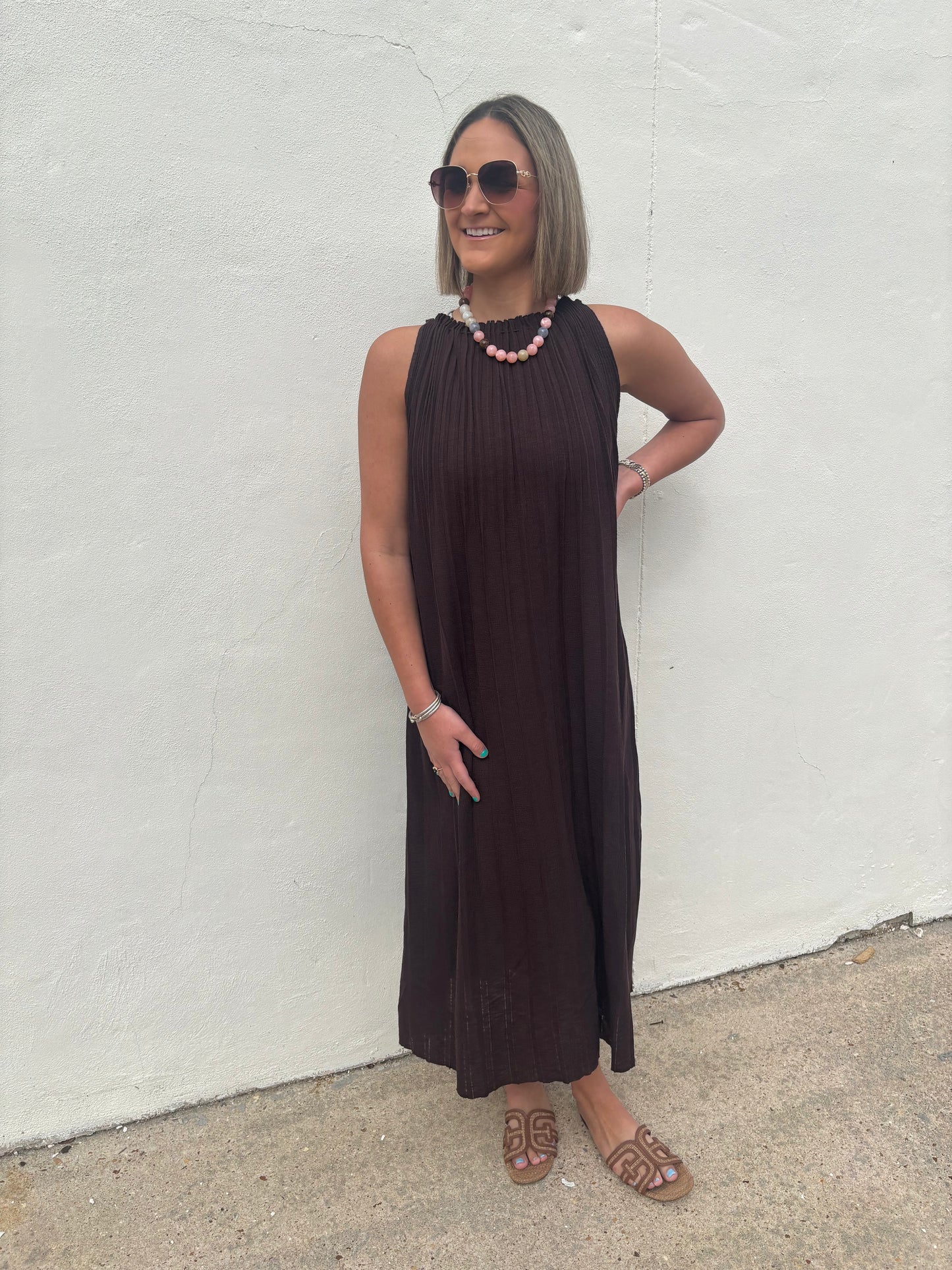 Selene Halter Dress Dark Brown
