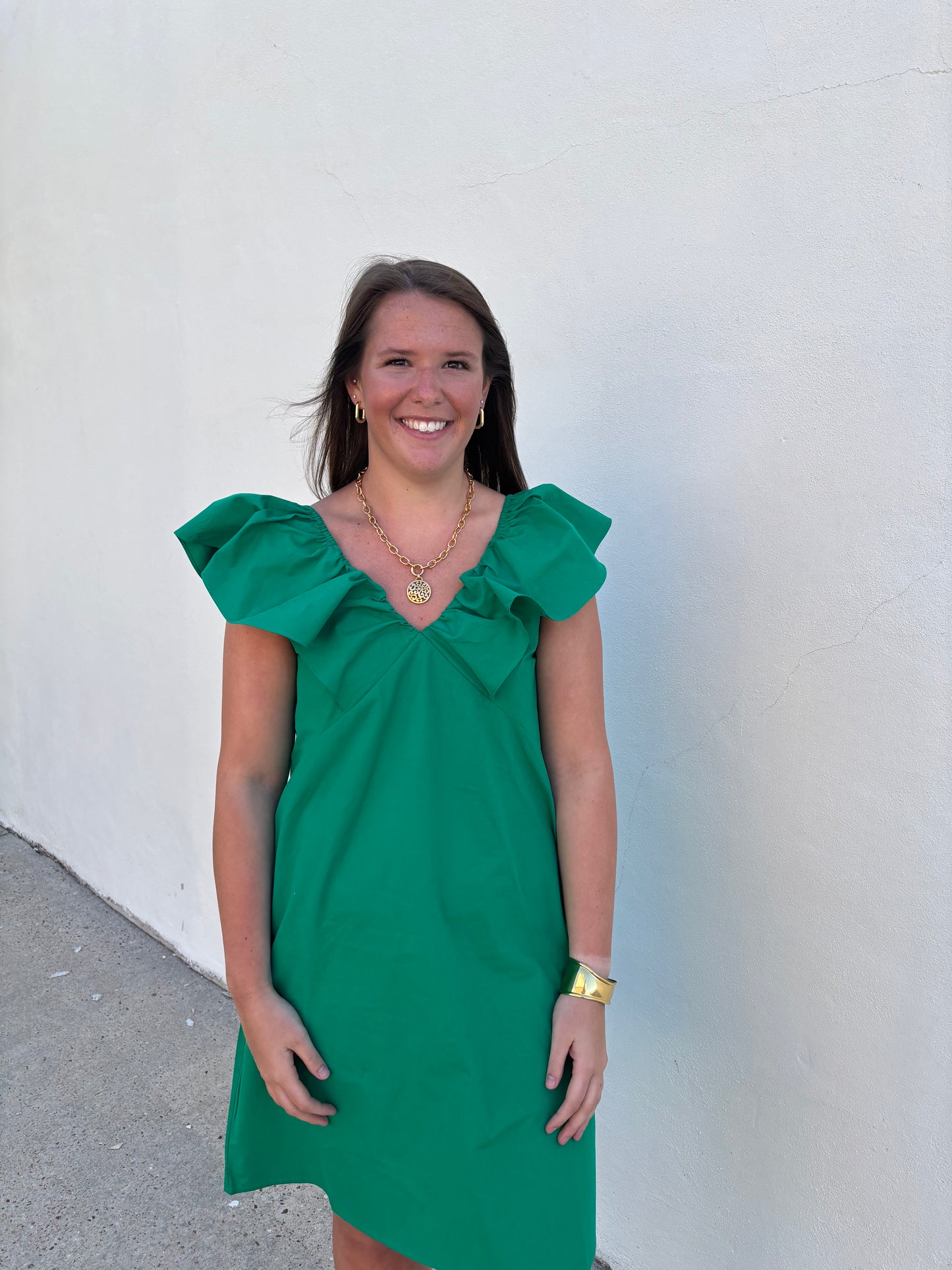 Green Ruffle Mini Dress