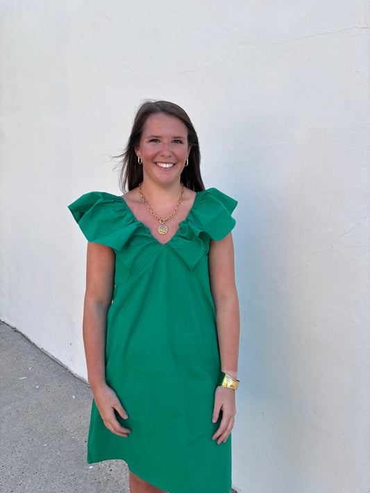 Green Ruffle Mini Dress