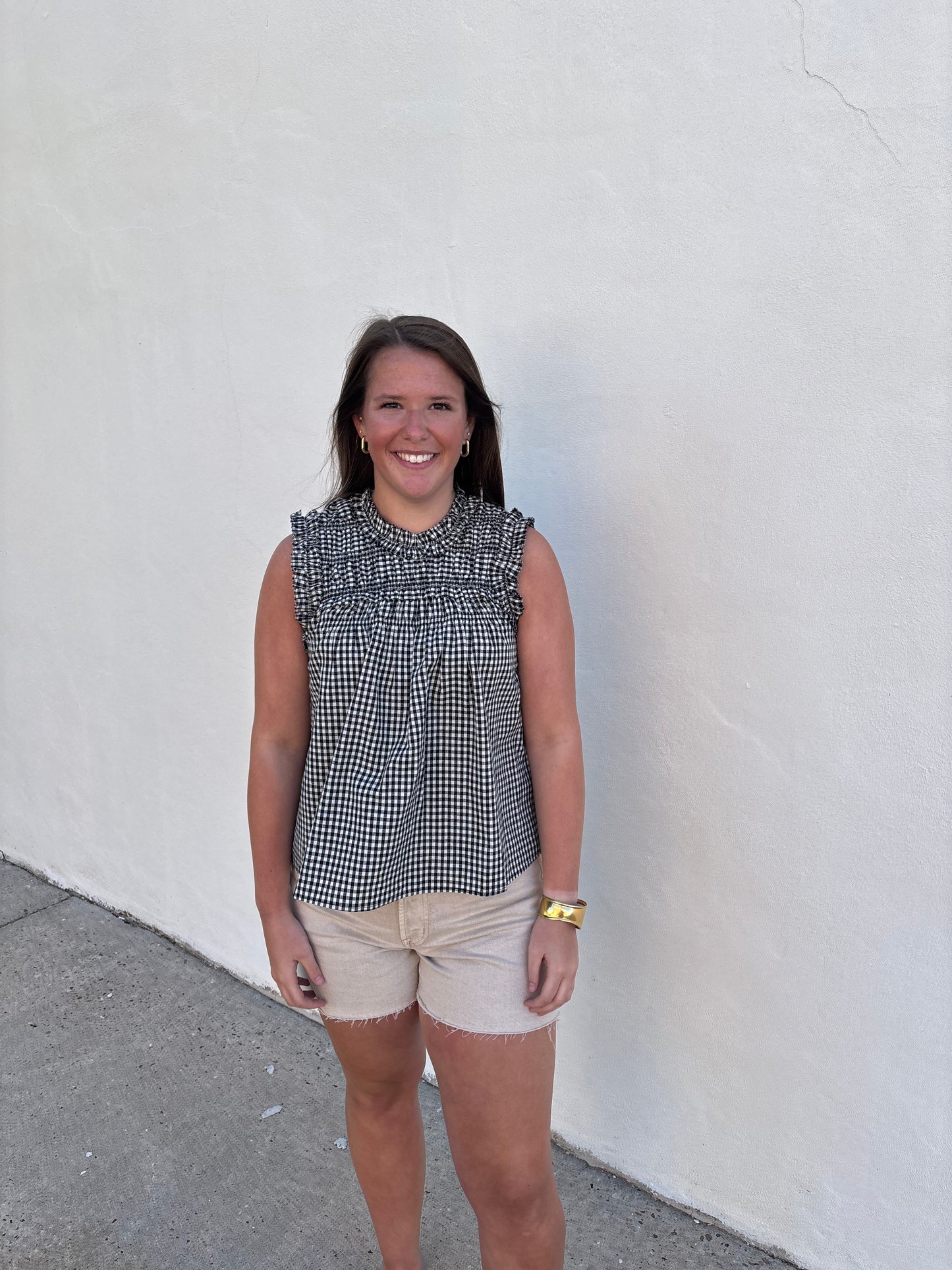 Gingham Ruffle Blouse
