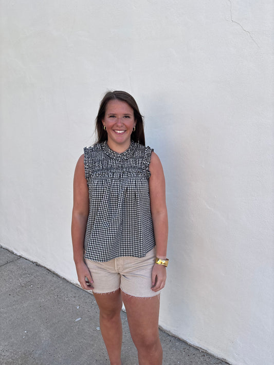 Gingham Ruffle Blouse