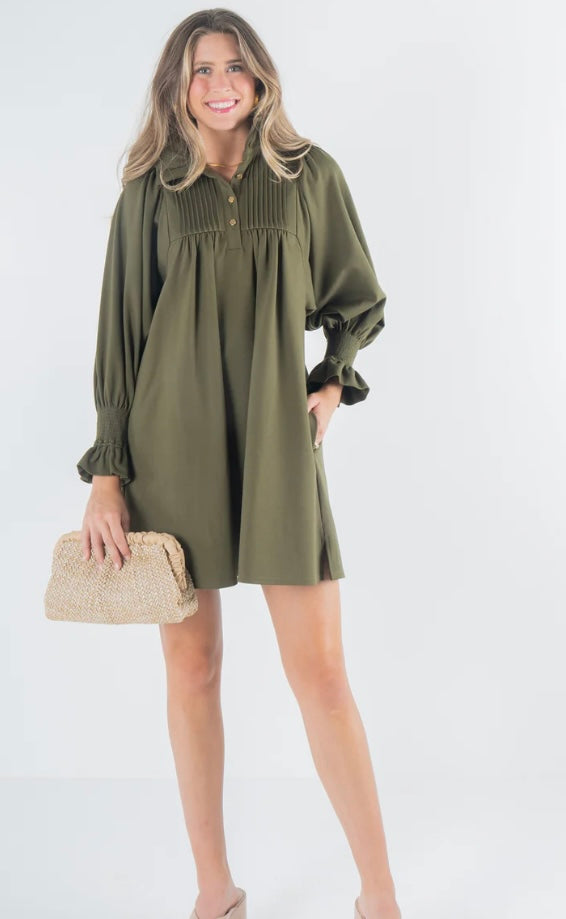 Charlotte Dress Olive Night Ponte