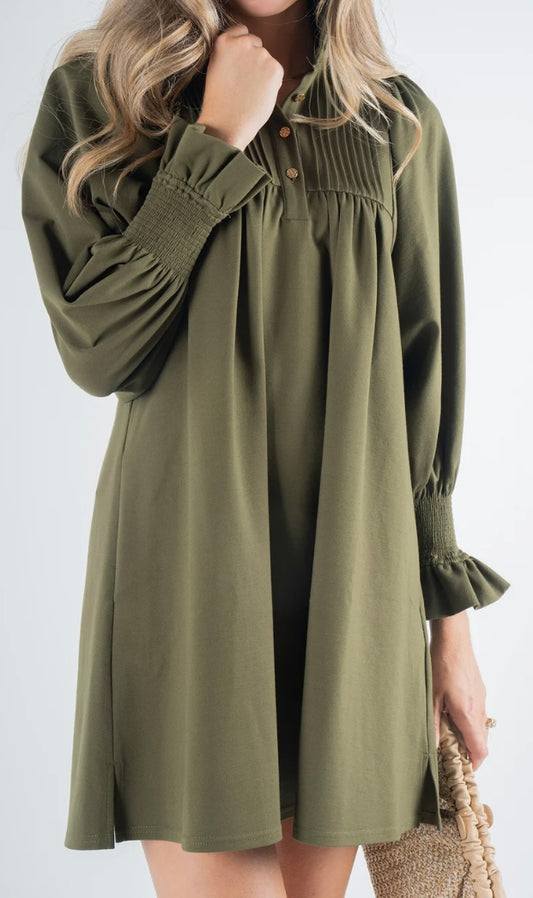 Charlotte Dress Olive Night Ponte