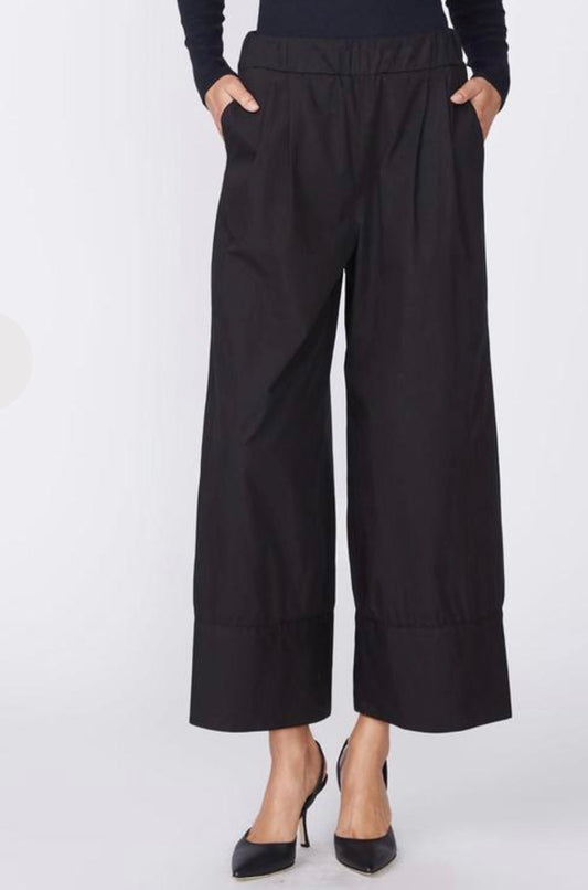 Stateside Structured Poplin Slit Flare Trouser Black