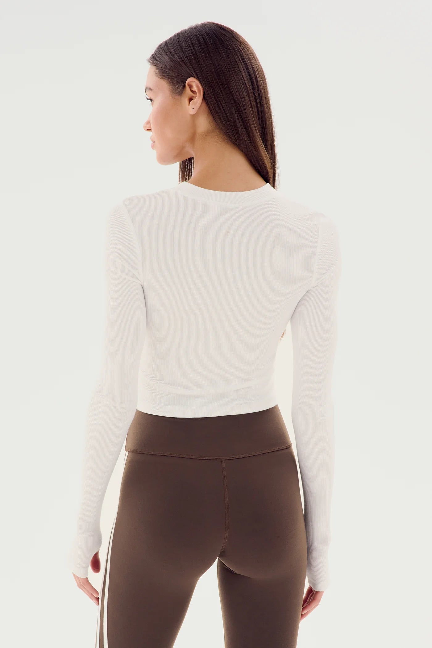 Louise Rib Long Sleeve Crop White