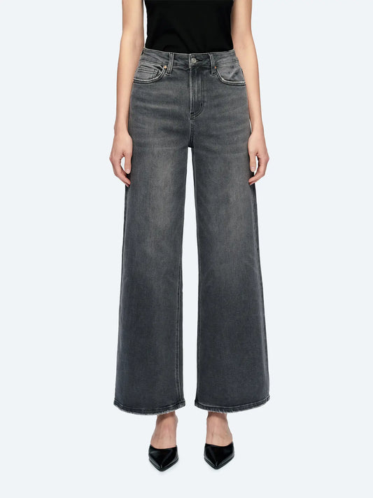 Charcoal High Rise Wide Leg Jeans