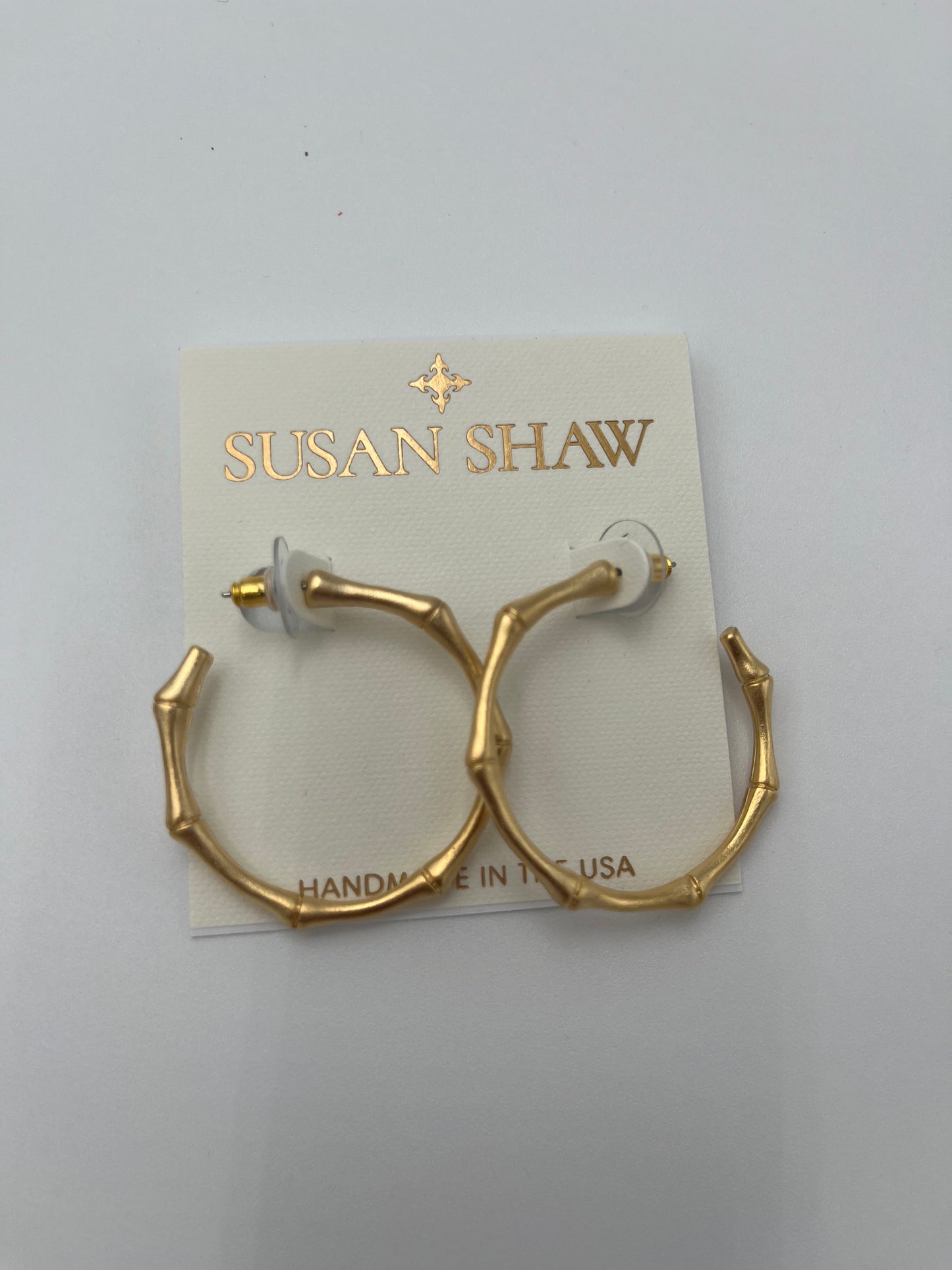 Susan Shaw Gold Bamboo Hoop Earrings