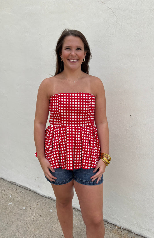 Red Check Top