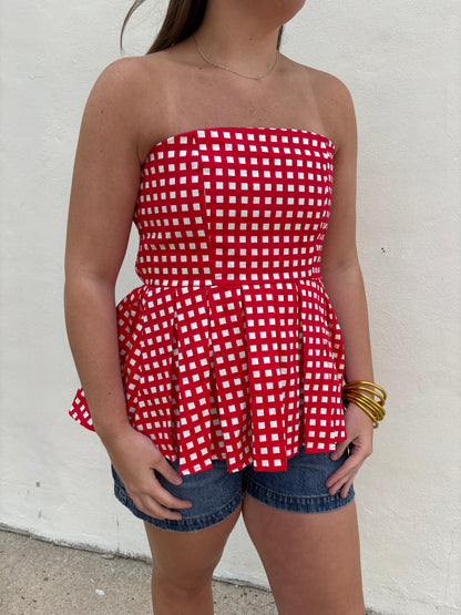 Red Check Top