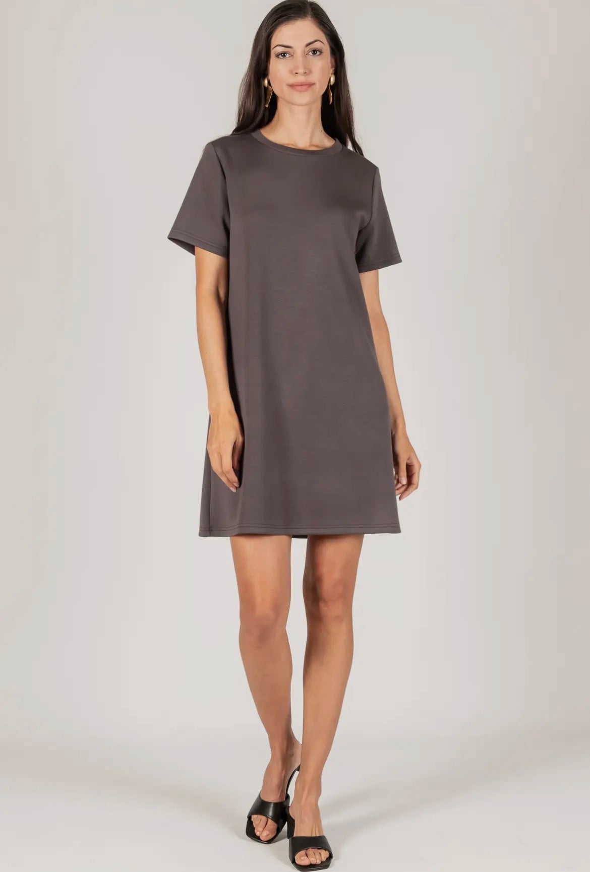 T shirt Dress in Charcoal