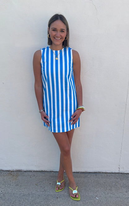 Crete Reverie Mini Dress - Summer Blue Stripe