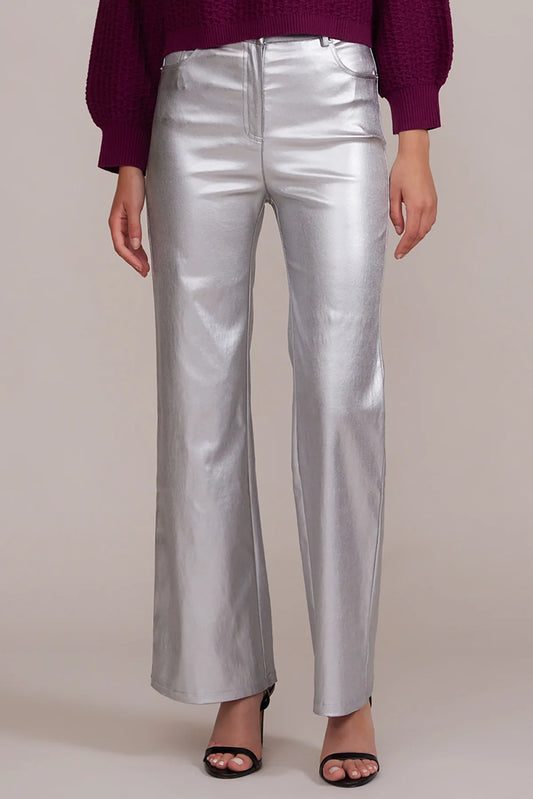 Adler Faux Leather Pant in Silver