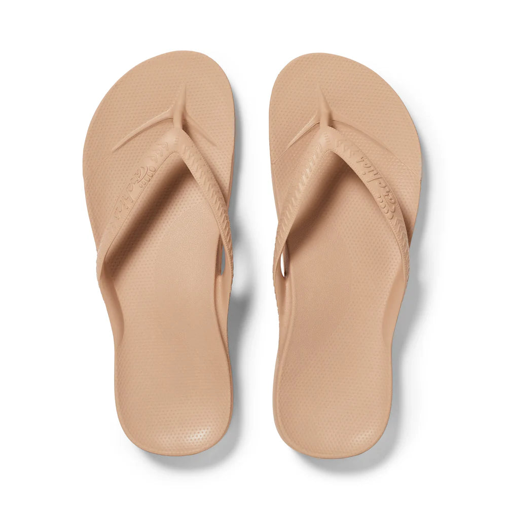 Tan Arch Support Flip Flops