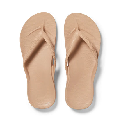 Tan Arch Support Flip Flops