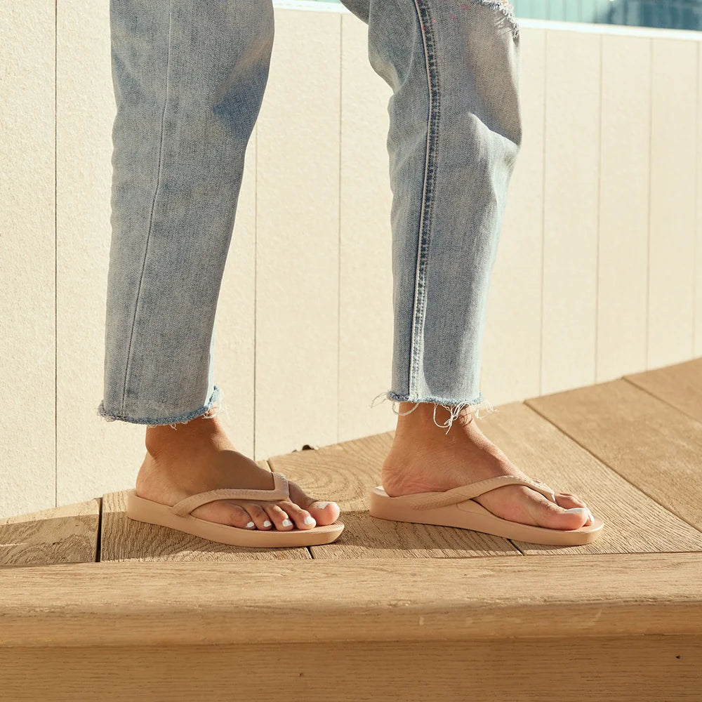 Tan Arch Support Flip Flops