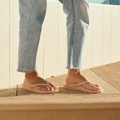 Tan Arch Support Flip Flops