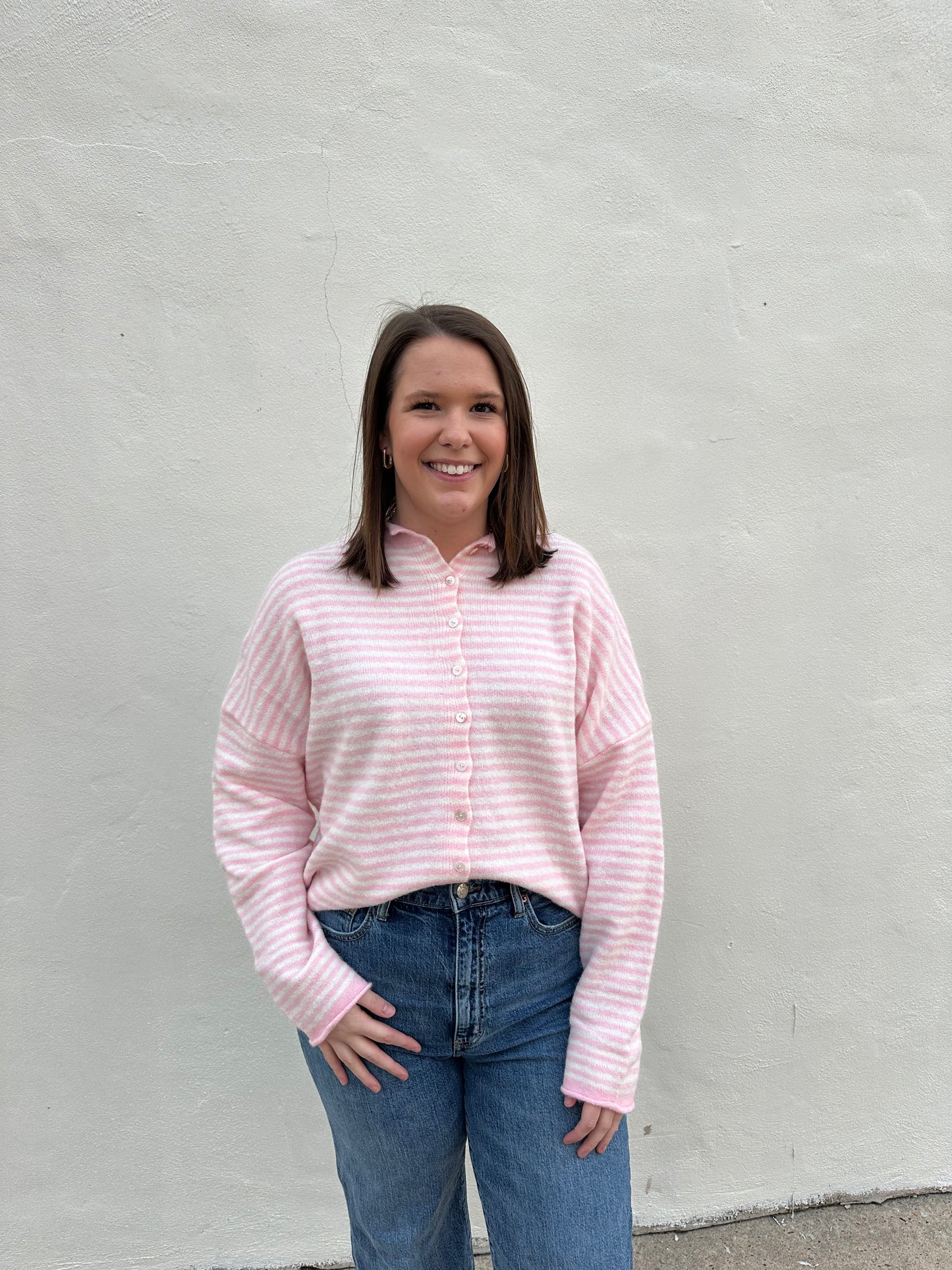 Pink Stripe Piper Cardigan